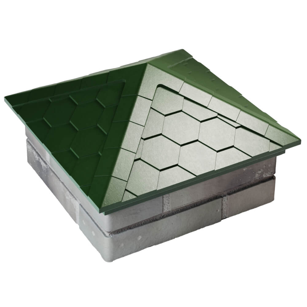 Колпак Zking Эверест Зеленый на столб 1.5х1.5 кирпича (390х390мм) в Новомосковске фото