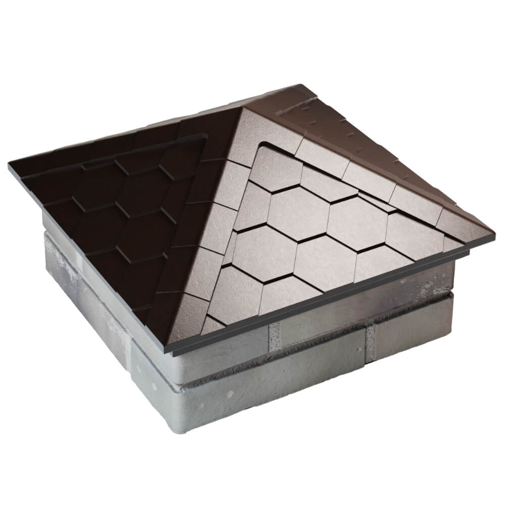 Колпак Zking Эверест Коричневый на столб 1.5х1.5 кирпича (390х390мм) в Новомосковске фото