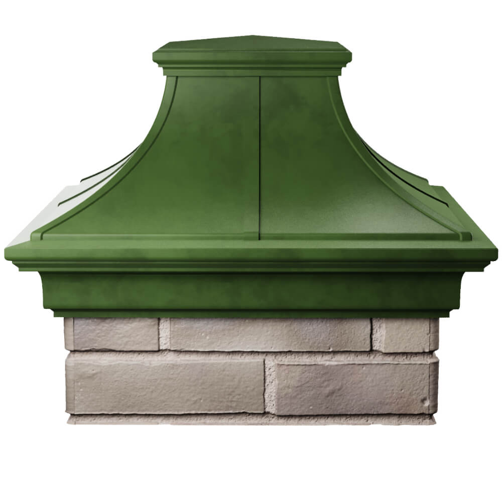 Колпак Zking Монблан Премиум Зеленый на столб 1.5х1.5 кирпича (385х385мм) Новомосковск фото
