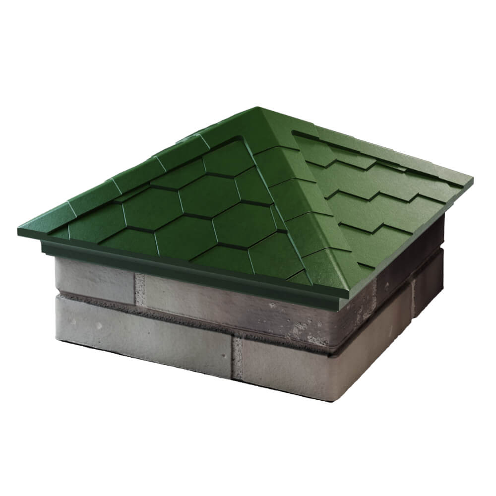 Колпак Zking Эверест Зеленый на столб 1.5х1.5 кирпича (390х390мм) в Новомосковске фото