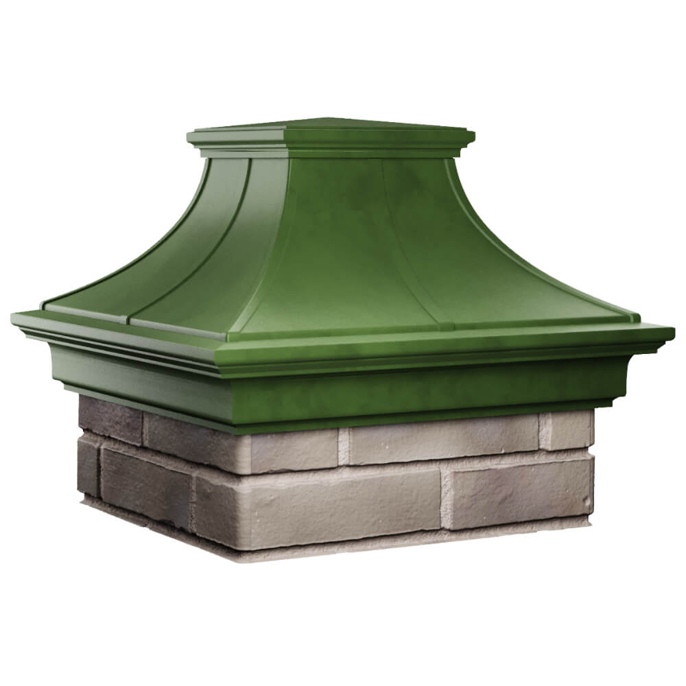 Колпак Zking Монблан Премиум Зеленый на столб 1.5х1.5 кирпича (385х385мм) в Новомосковске фото