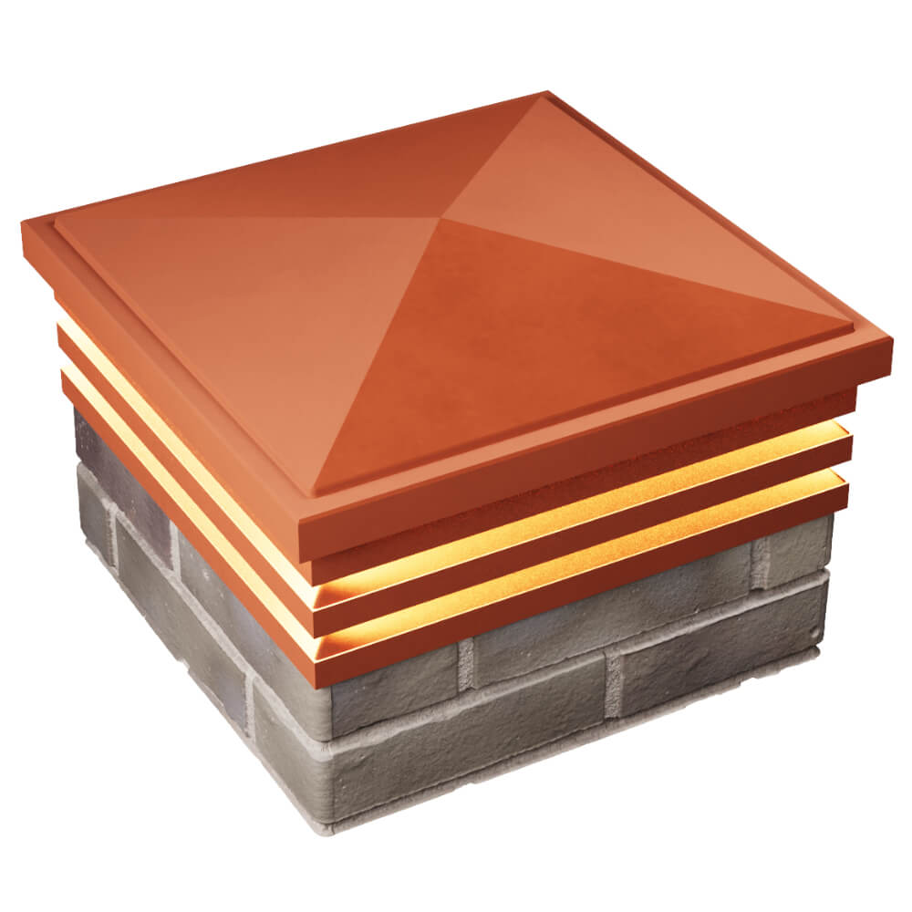 Колпак Zking Бона ХайТек Красный на столб 1.5х1.5 кирпича (385х385мм) с подсветкой в Новомосковске фото