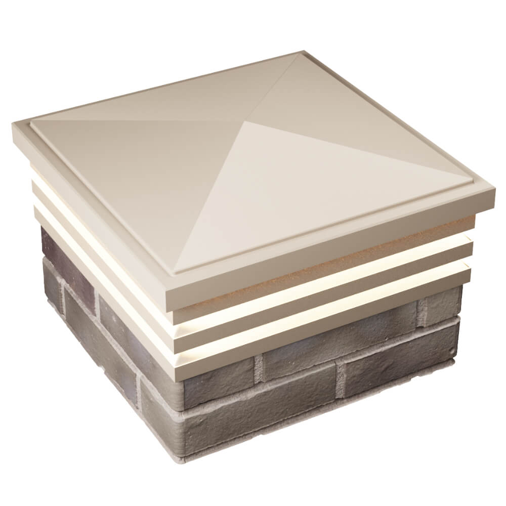 Колпак Zking Бона ХайТек Бежевый на столб 1.5х1.5 кирпича (385х385мм) с подсветкой в Новомосковске фото