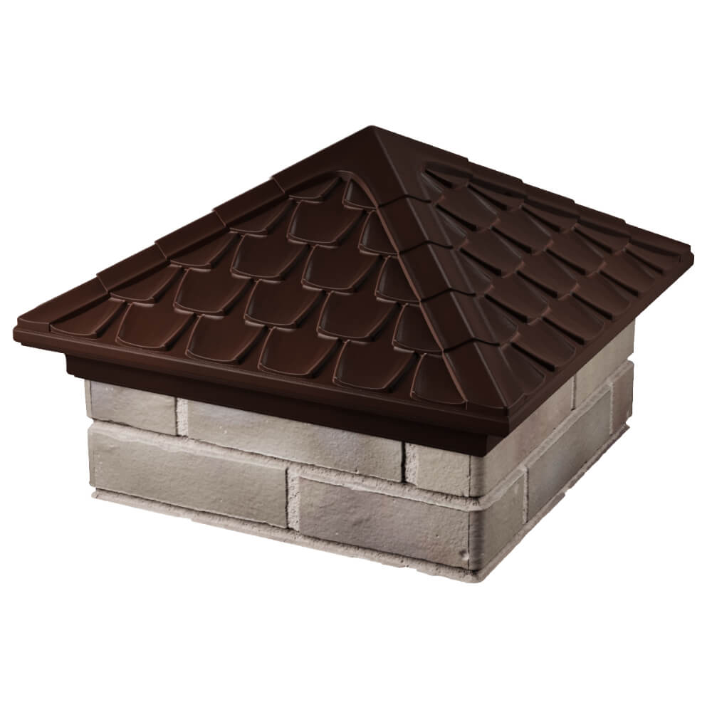 Колпак Zking Эльбрус Коричневый на столб 1.5х1.5 кирпича (385х385мм) в Новомосковске фото