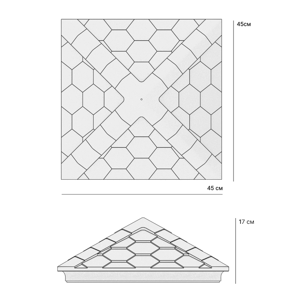 Колпак Zking Эверест Черный на столб 1.5х1.5 кирпича (390х390мм) в Новомосковске фото