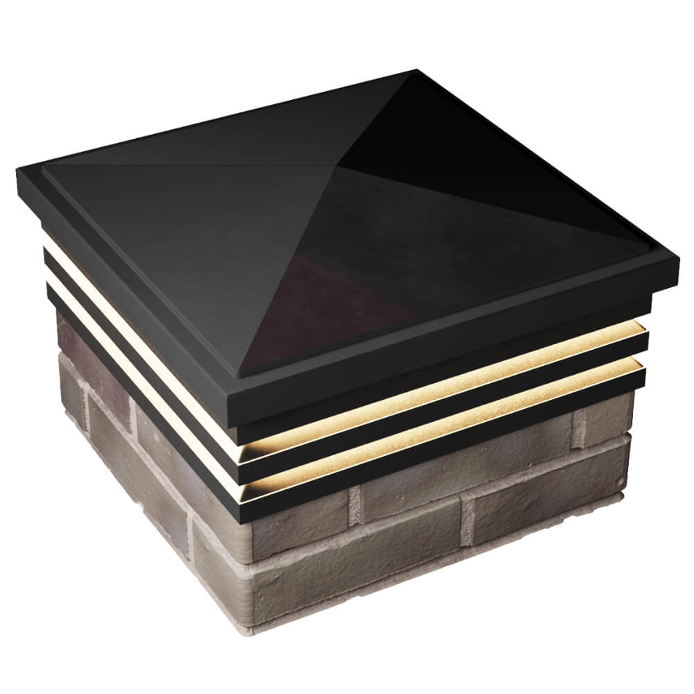 Колпак Zking Бона ХайТек Черный на столб 1.5х1.5 кирпича (385х385мм) с подсветкой в Новомосковске фото