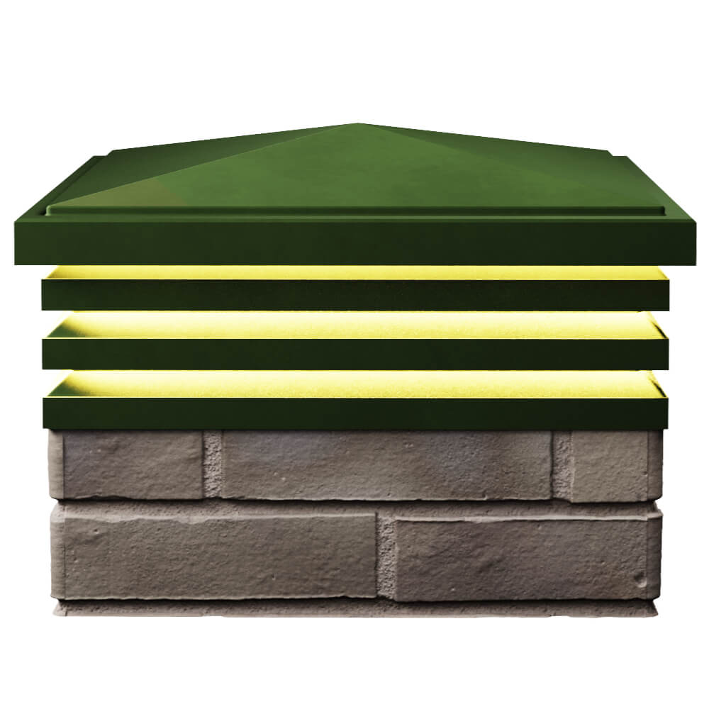 Колпак Zking Бона ХайТек Зеленый на столб 1.5х1.5 кирпича (385х385мм) с подсветкой в Новомосковске фото