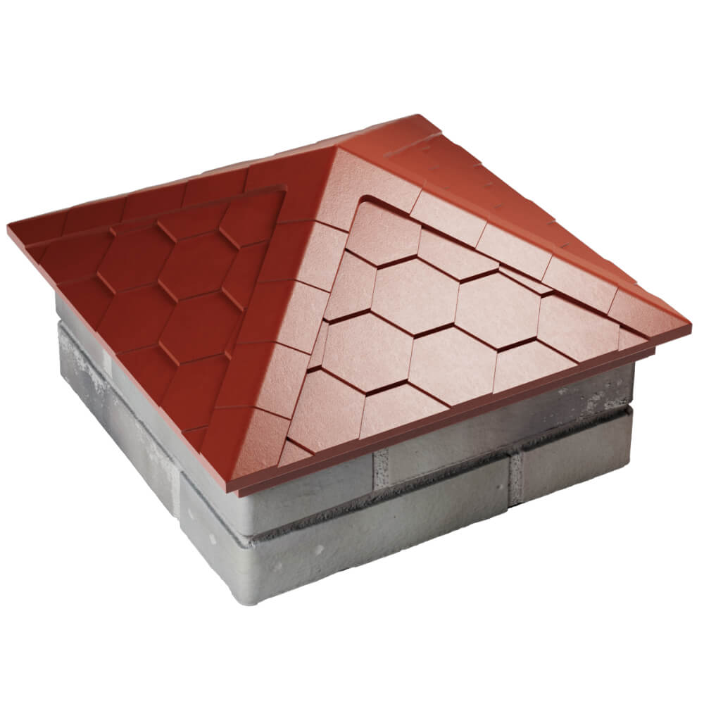 Колпак Zking Эверест Красный на столб 1.5х1.5 кирпича (390х390мм) в Новомосковске фото