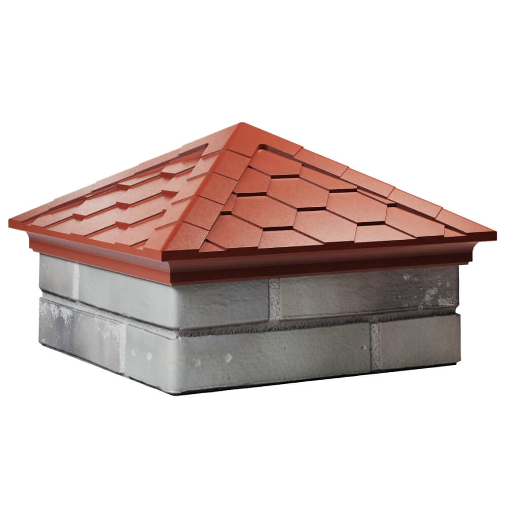 Колпак Zking Эверест Красный на столб 1.5х1.5 кирпича (390х390мм) в Новомосковске фото