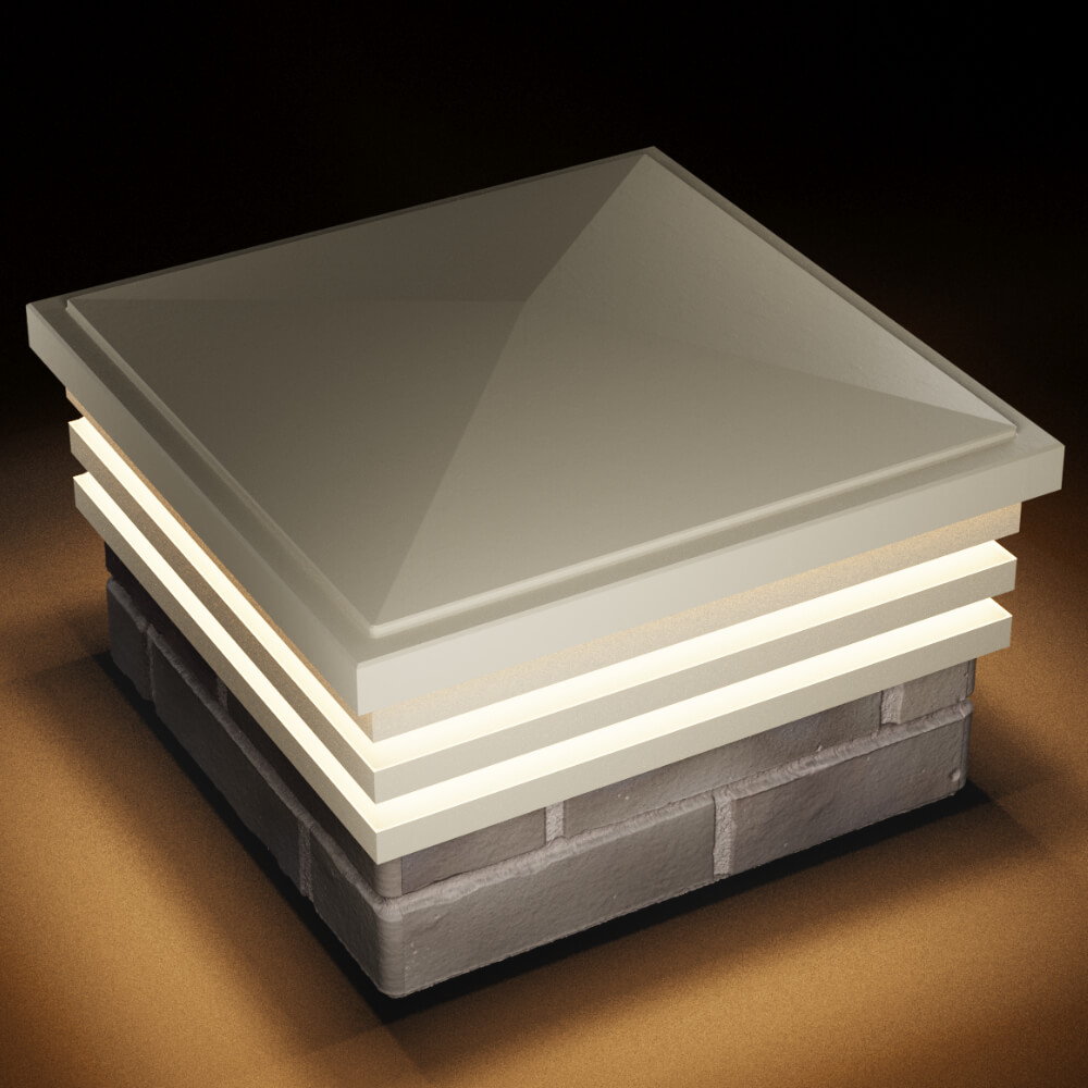 Колпак Zking Бона ХайТек Бежевый на столб 1.5х1.5 кирпича (385х385мм) с подсветкой в Новомосковске фото