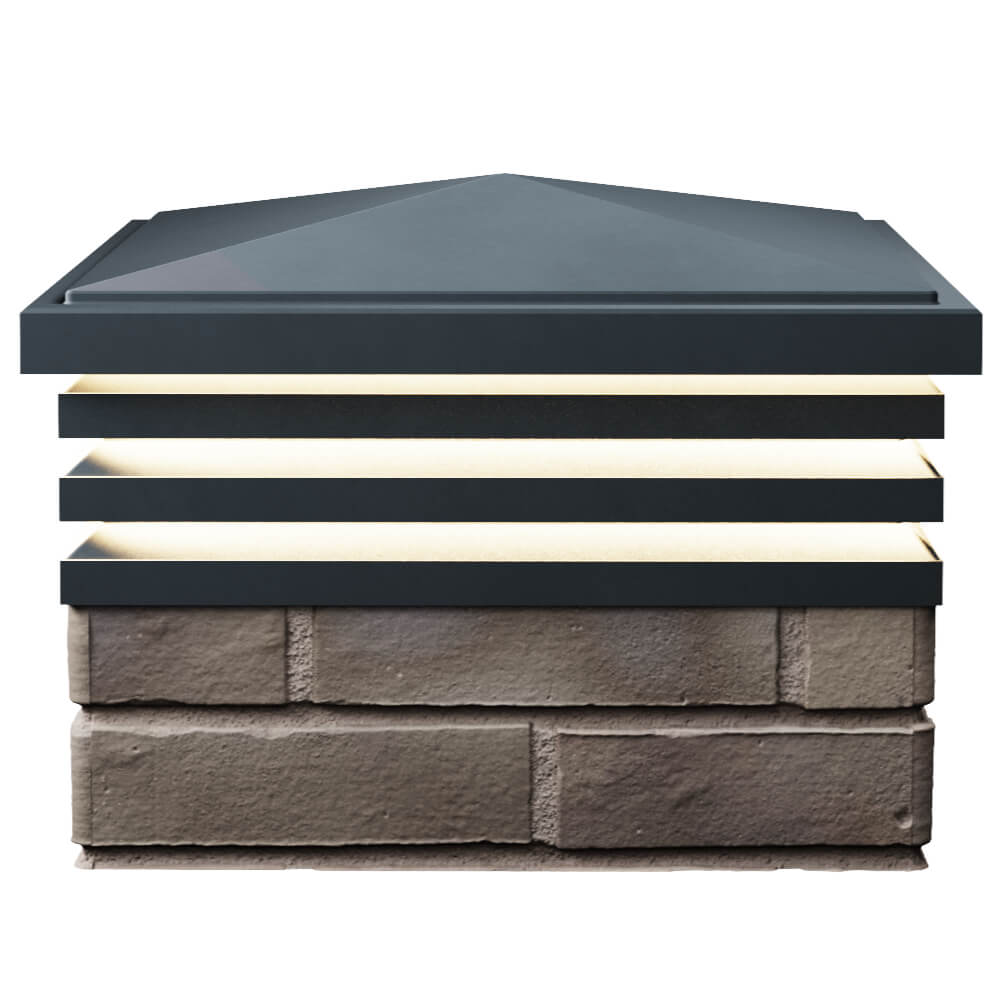 Колпак Zking Бона ХайТек Серый на столб 1.5х1.5 кирпича (385х385мм) с подсветкой в Новомосковске фото