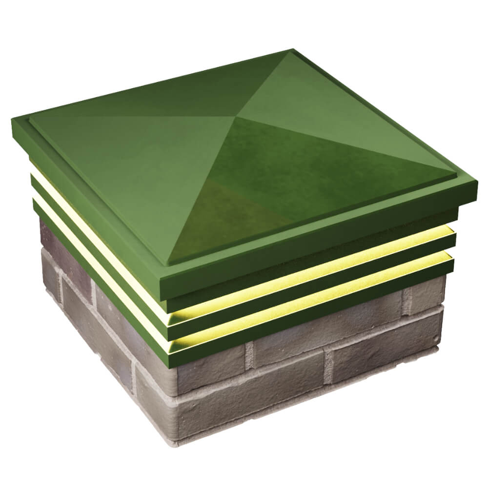 Колпак Zking Бона ХайТек Зеленый на столб 1.5х1.5 кирпича (385х385мм) с подсветкой в Новомосковске фото