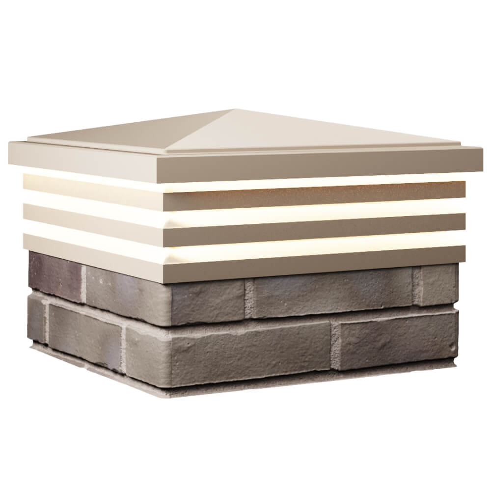 Колпак Zking Бона ХайТек Бежевый на столб 1.5х1.5 кирпича (385х385мм) с подсветкой в Новомосковске фото