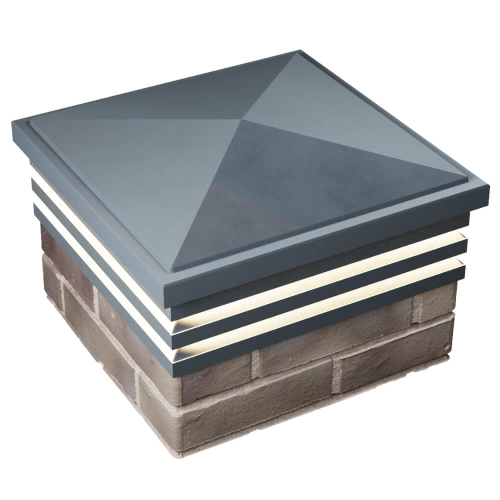 Колпак Zking Бона ХайТек Серый на столб 1.5х1.5 кирпича (385х385мм) с подсветкой в Новомосковске фото