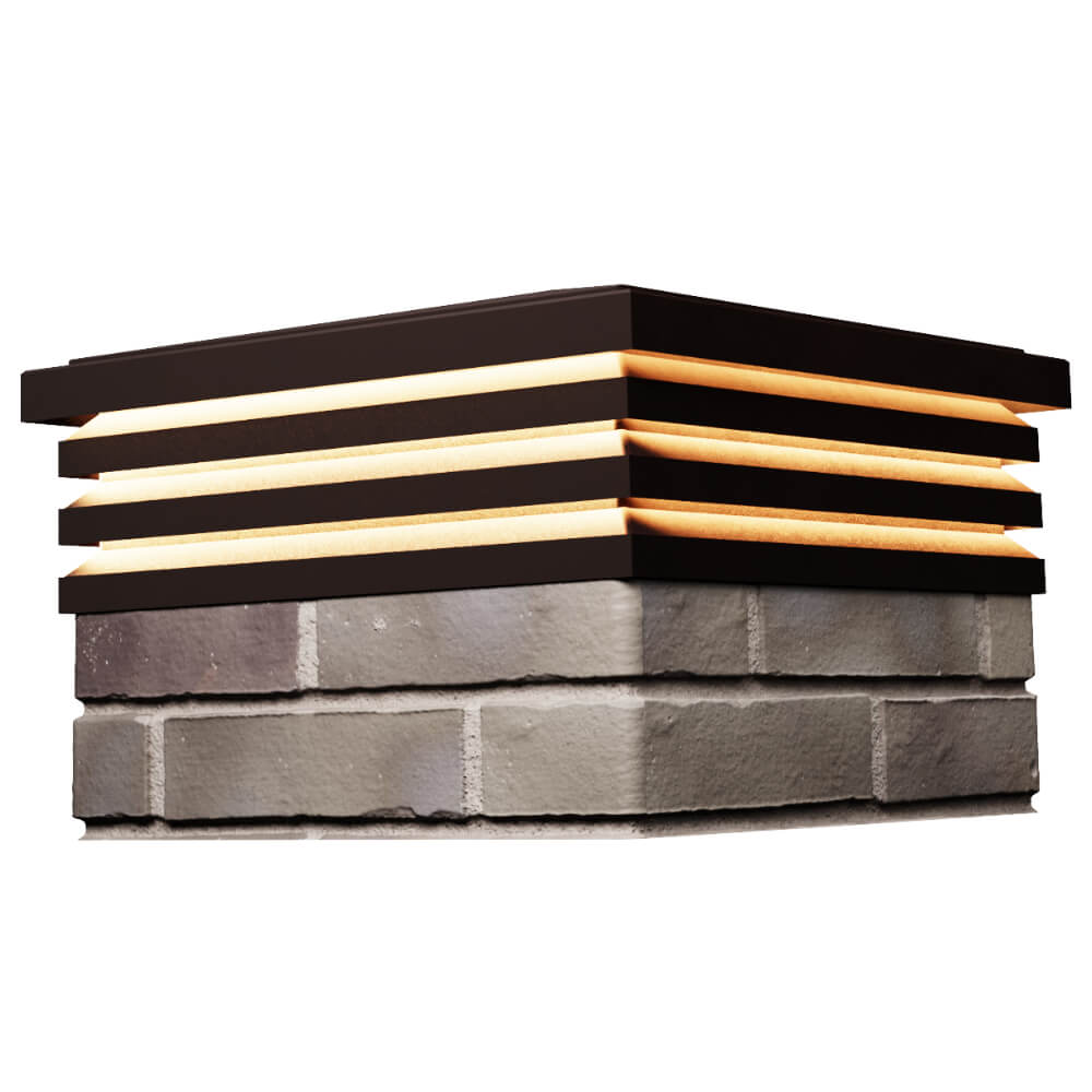 Колпак Zking Бона ХайТек Коричневый на столб 1.5х1.5 кирпича (385х385мм) с подсветкой в Новомосковске фото