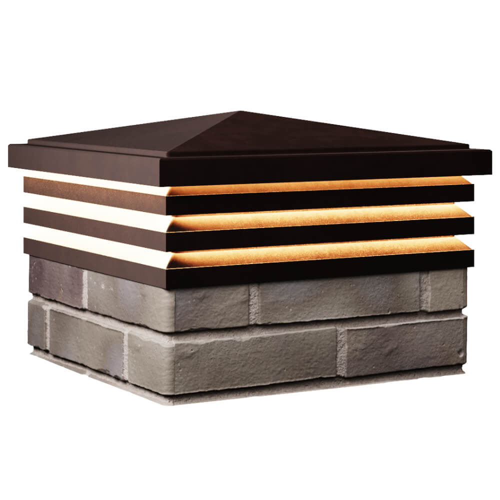 Колпак Zking Бона ХайТек Коричневый на столб 1.5х1.5 кирпича (385х385мм) с подсветкой в Новомосковске фото