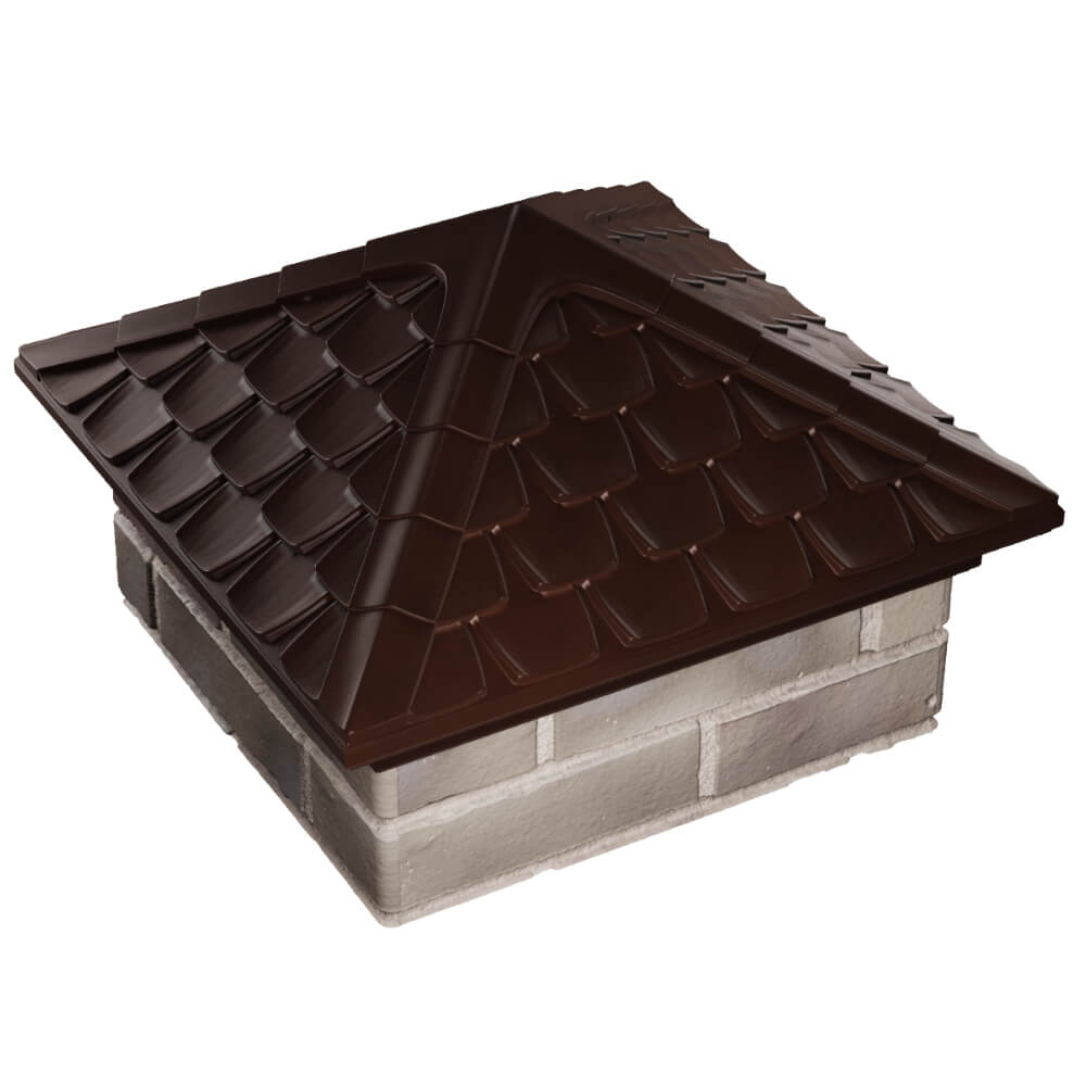 Колпак Zking Эльбрус Коричневый на столб 1.5х1.5 кирпича (385х385мм) в Новомосковске фото