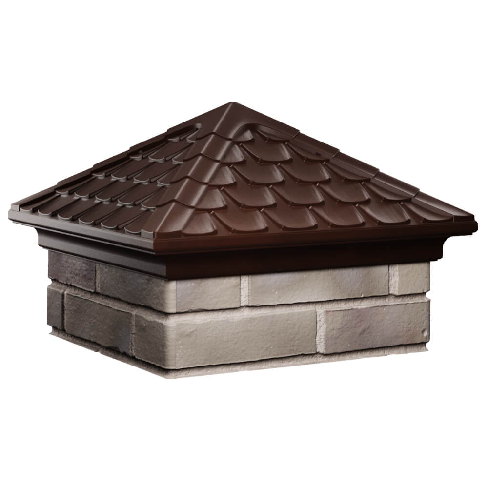 Колпак Zking Эльбрус Коричневый на столб 1.5х1.5 кирпича (385х385мм) в Новомосковске фото